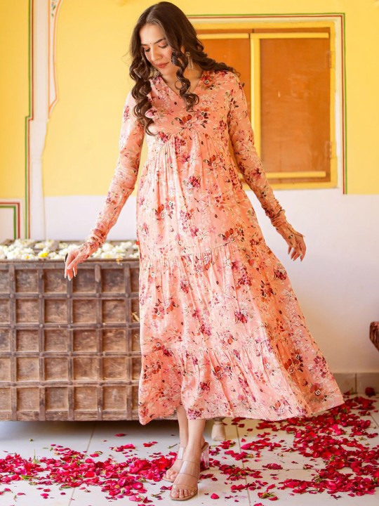 Cotton Printed Flared Midi Ethnic Dress