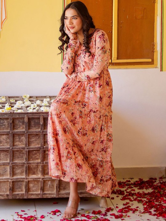 Cotton Printed Flared Midi Ethnic Dress