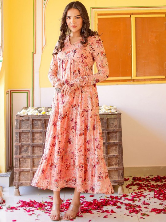 Cotton Printed Flared Midi Ethnic Dress