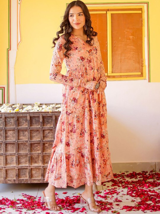 Cotton Printed Flared Midi Ethnic Dress