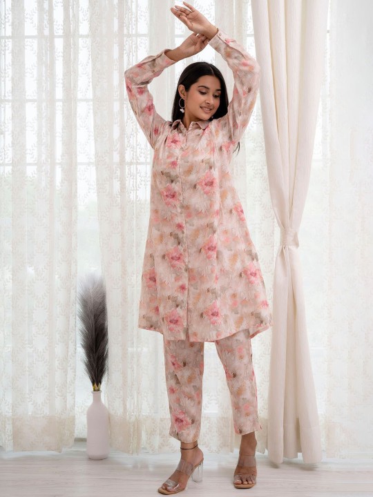 Printed Linen Top With Trouser Co-Ords
