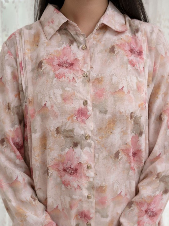 Printed Linen Top With Trouser Co-Ords