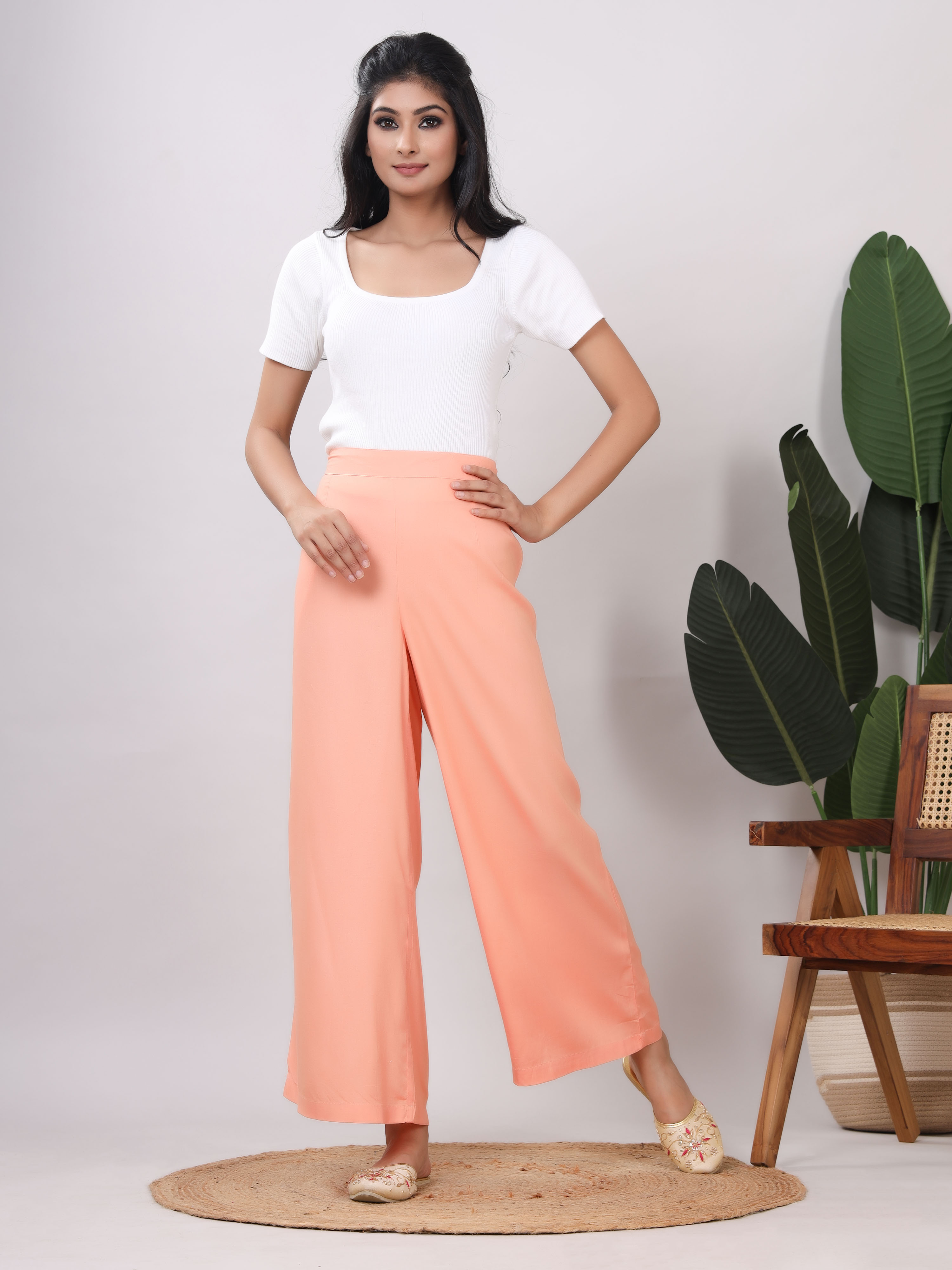 Rayon Solid Straight Ankle Length Palazzo