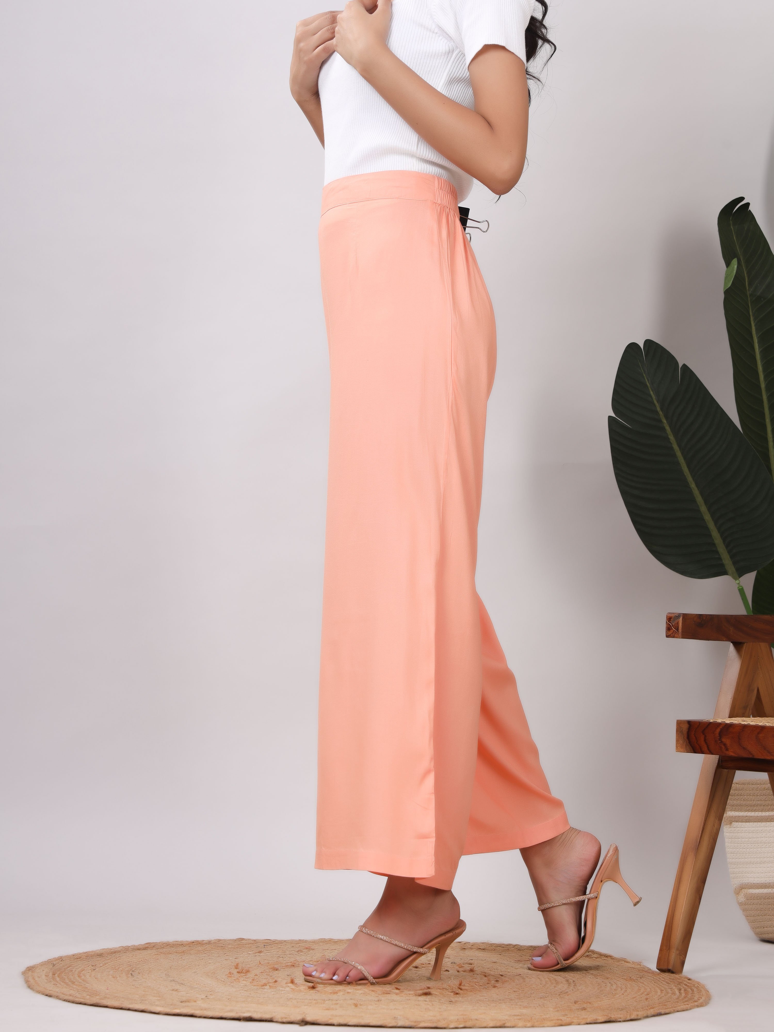 Rayon Solid Straight Ankle Length Palazzo