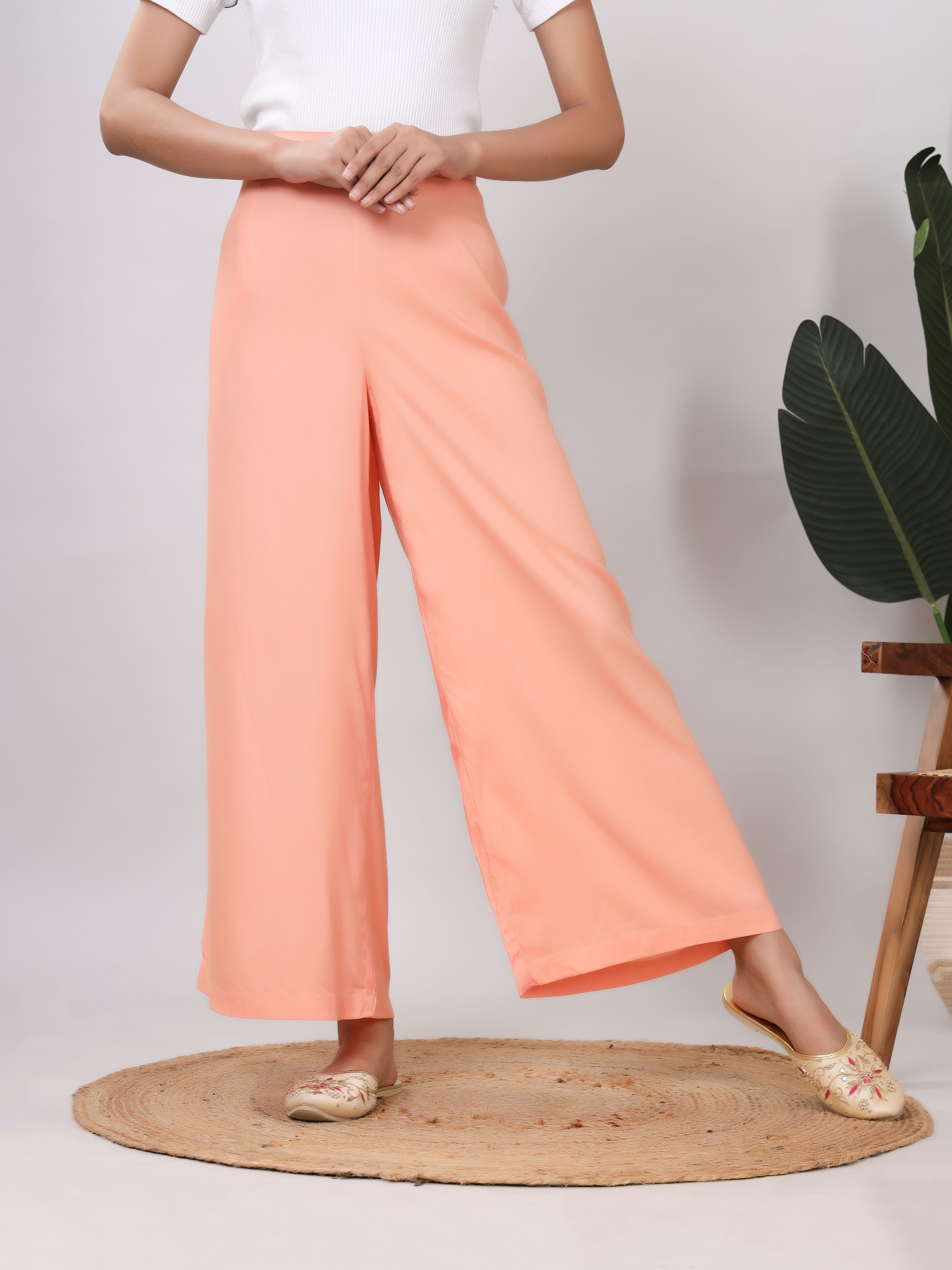 Rayon Solid Straight Ankle Length Palazzo