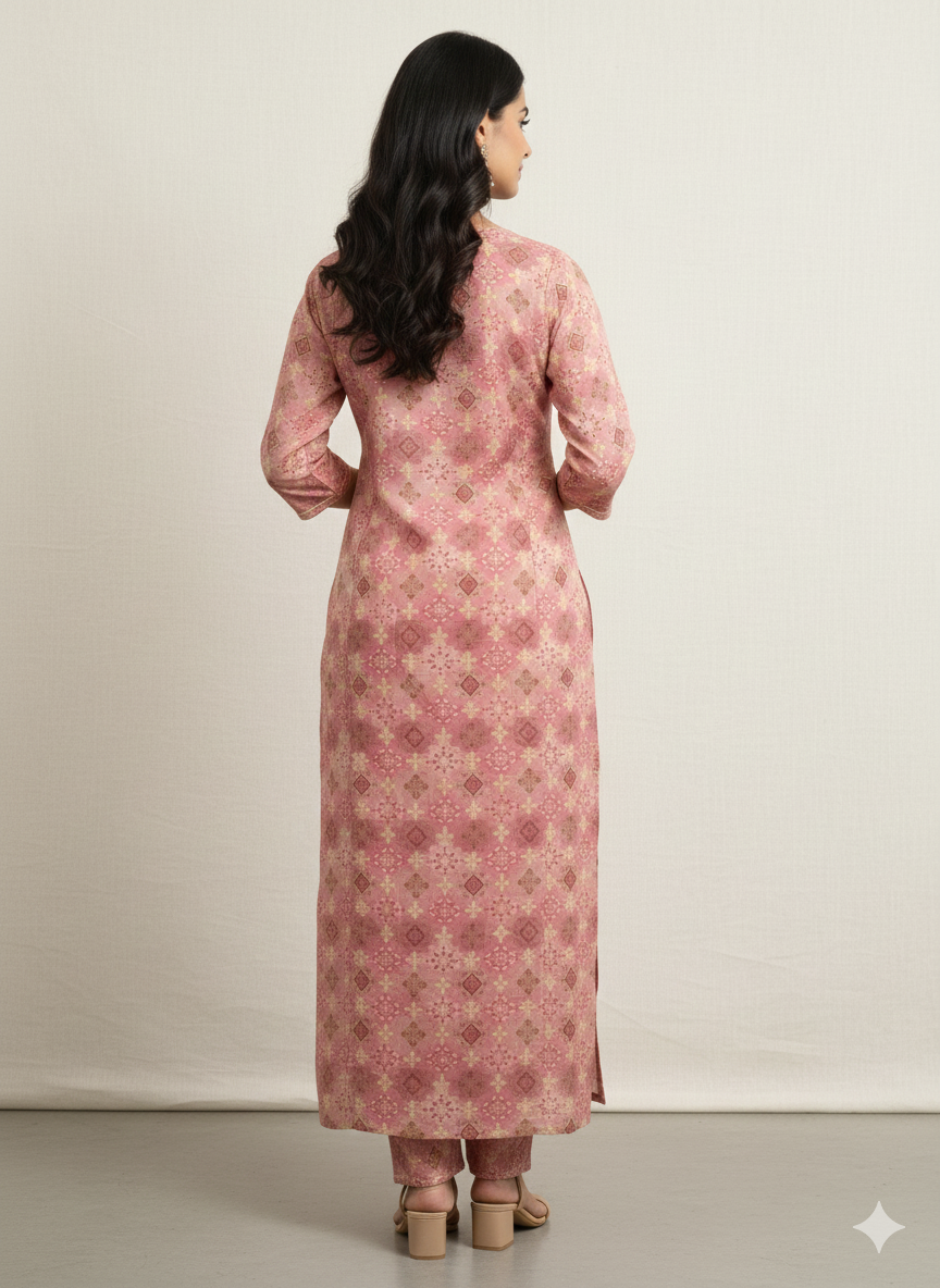 Women's Printed Handwork Straight Kurta