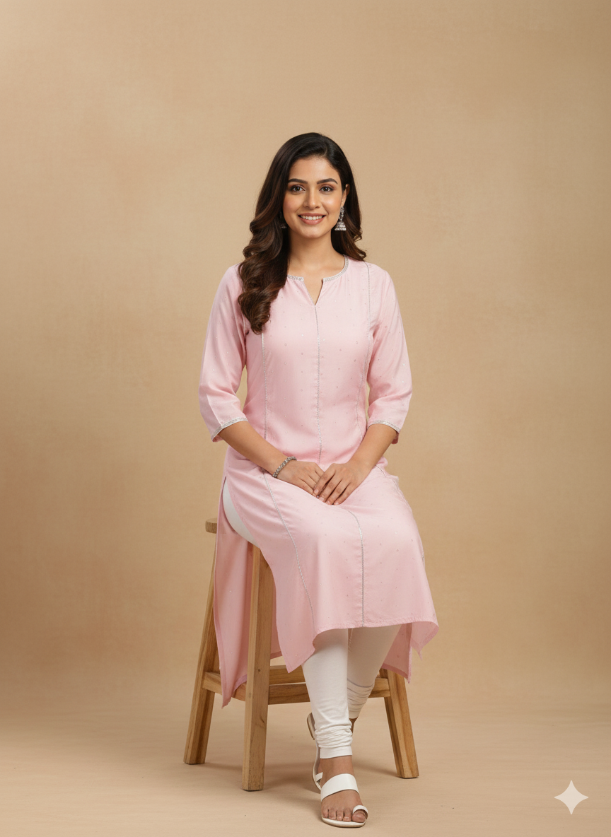 Women's  Gold Printed Lace Work Aline Kurta Hover