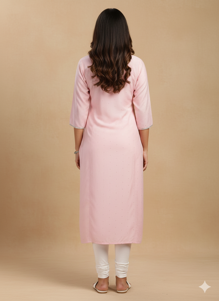 Women's  Gold Printed Lace Work Aline Kurta