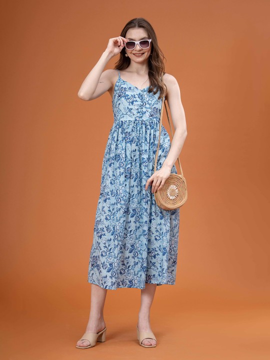 Cotton Floral Print Maxi Dress