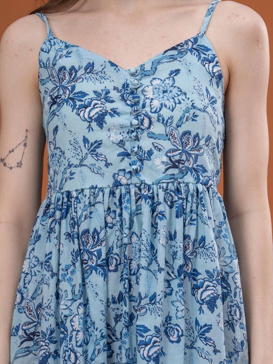 Cotton Floral Print Maxi Dress