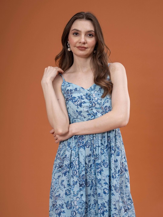 Cotton Floral Print Maxi Dress