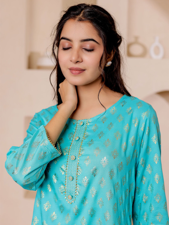 Rayon Women Printed Embellished Tunic