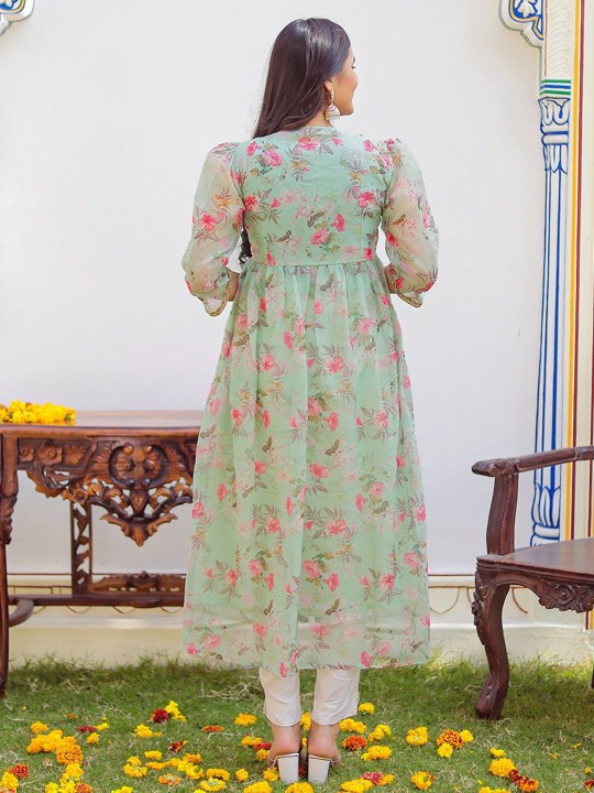 Orgenza Floral Printed Fit and Flare Midi Dress