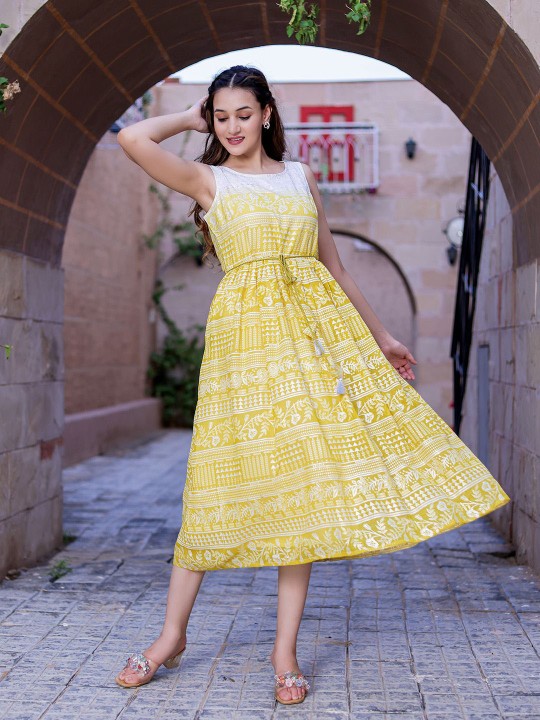 Santoon Printed A-line Dress Hover