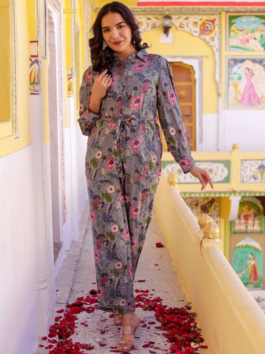 Rayon Printed Top With Trousers Co-Ords Hover