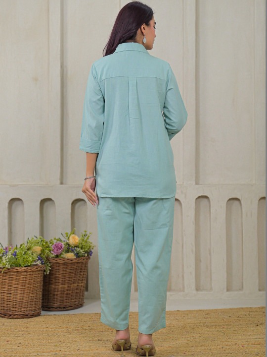 Women Embroidered Shirt With Trousers Co-Ords Set Hover