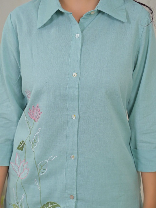 Women Embroidered Shirt With Trousers Co-Ords Set