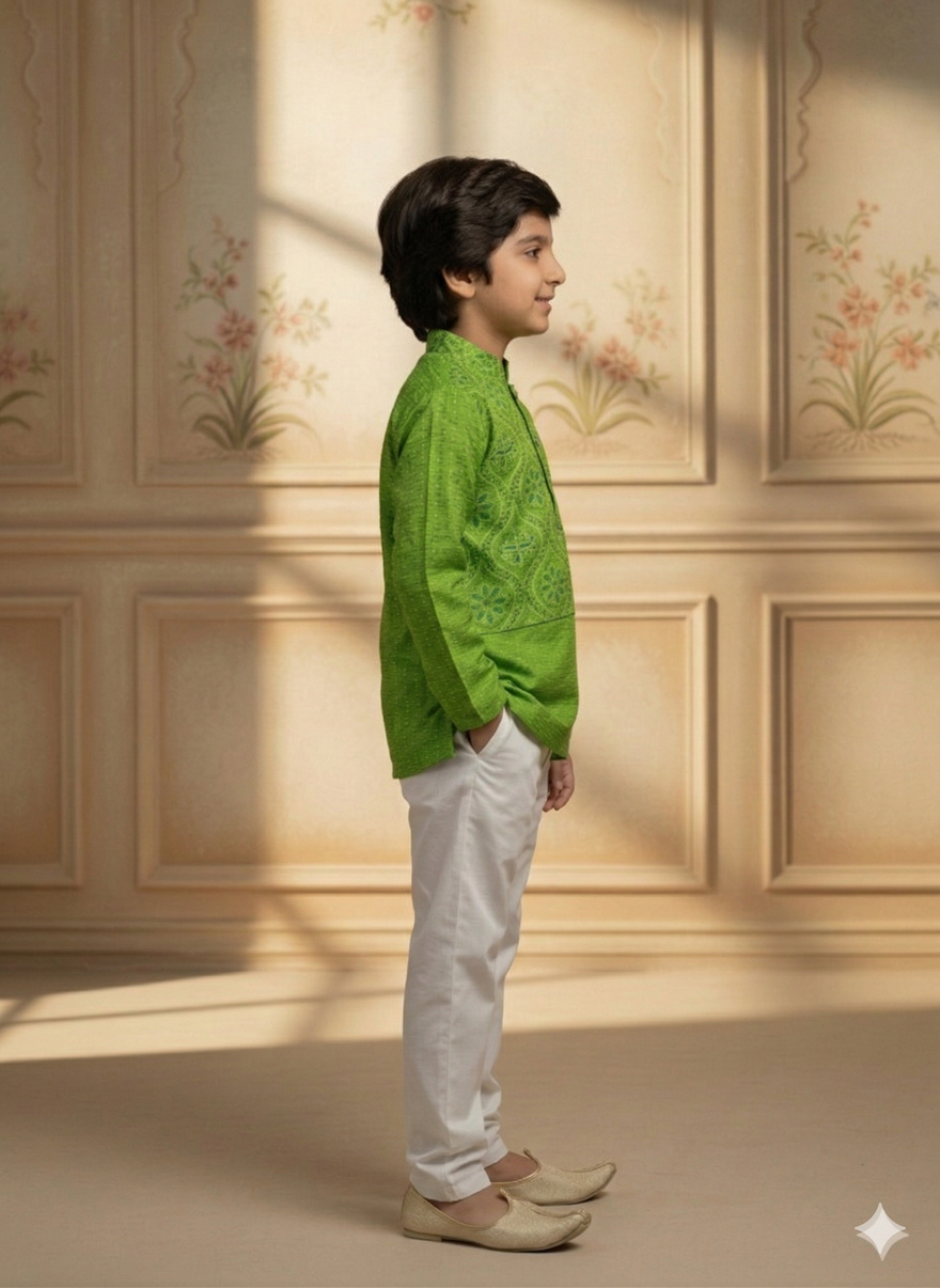 Baby Boy Cotton Kurta Payjama With Jacket Set