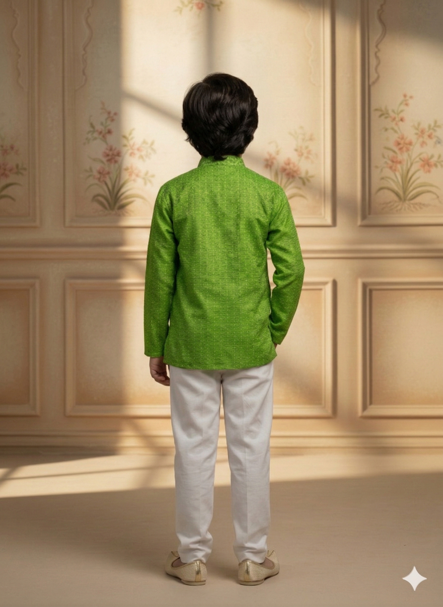 Baby Boy Cotton Kurta Payjama With Jacket Set Hover