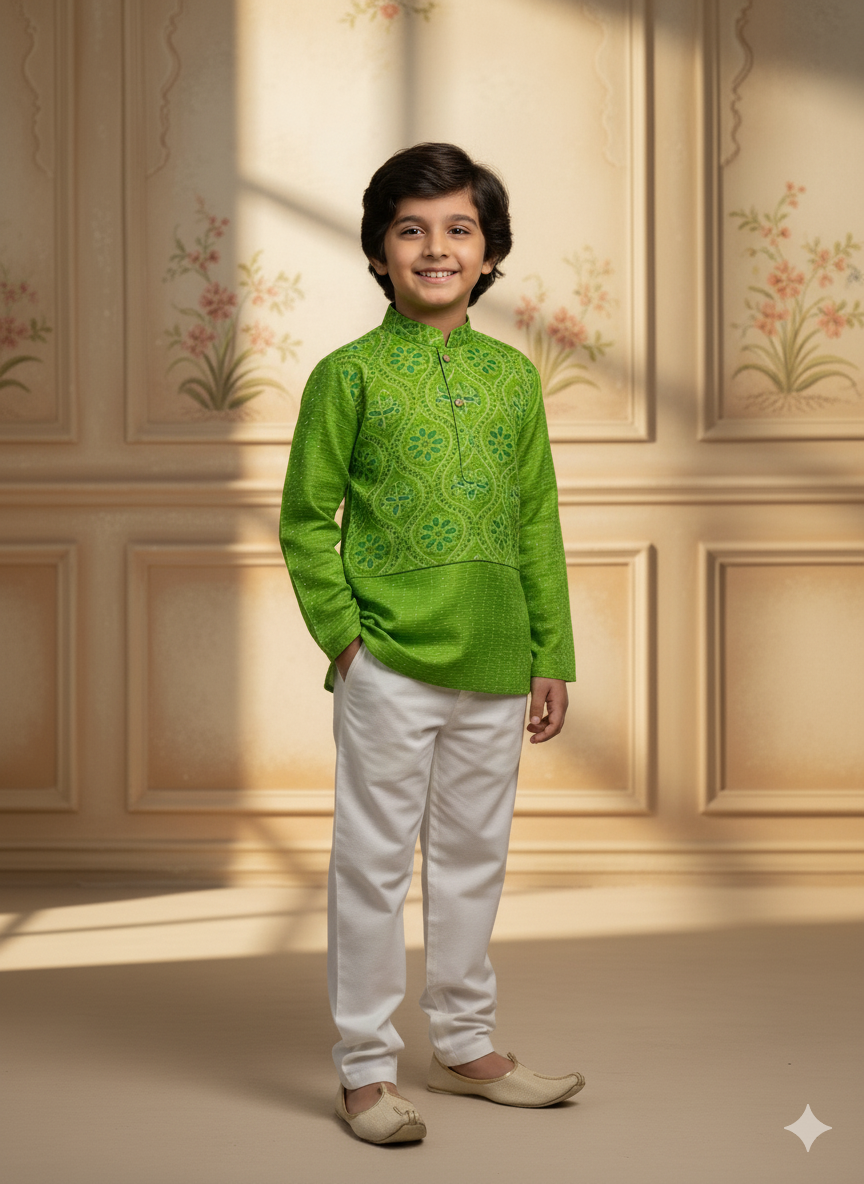Baby Boy Cotton Kurta Payjama With Jacket Set
