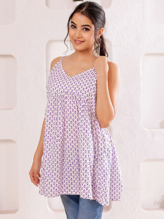 Women's Cotton Printed Sleeveless Top