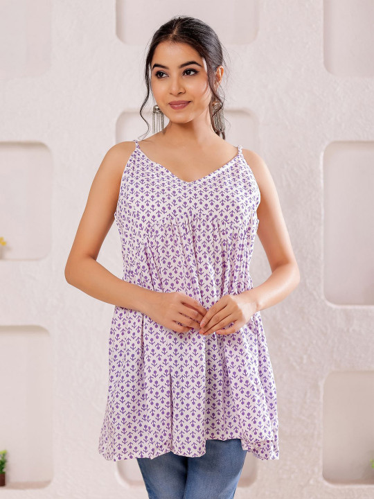 Women's Cotton Printed Sleeveless Top