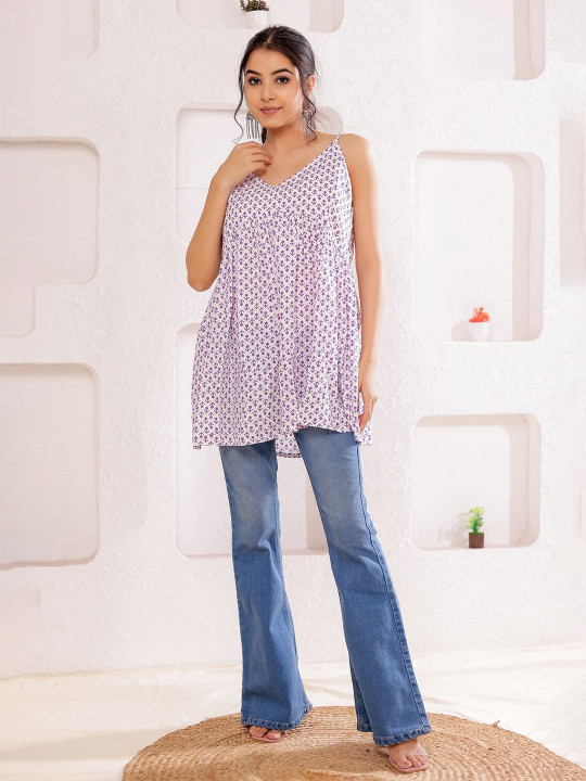 Women's Cotton Printed Sleeveless Top