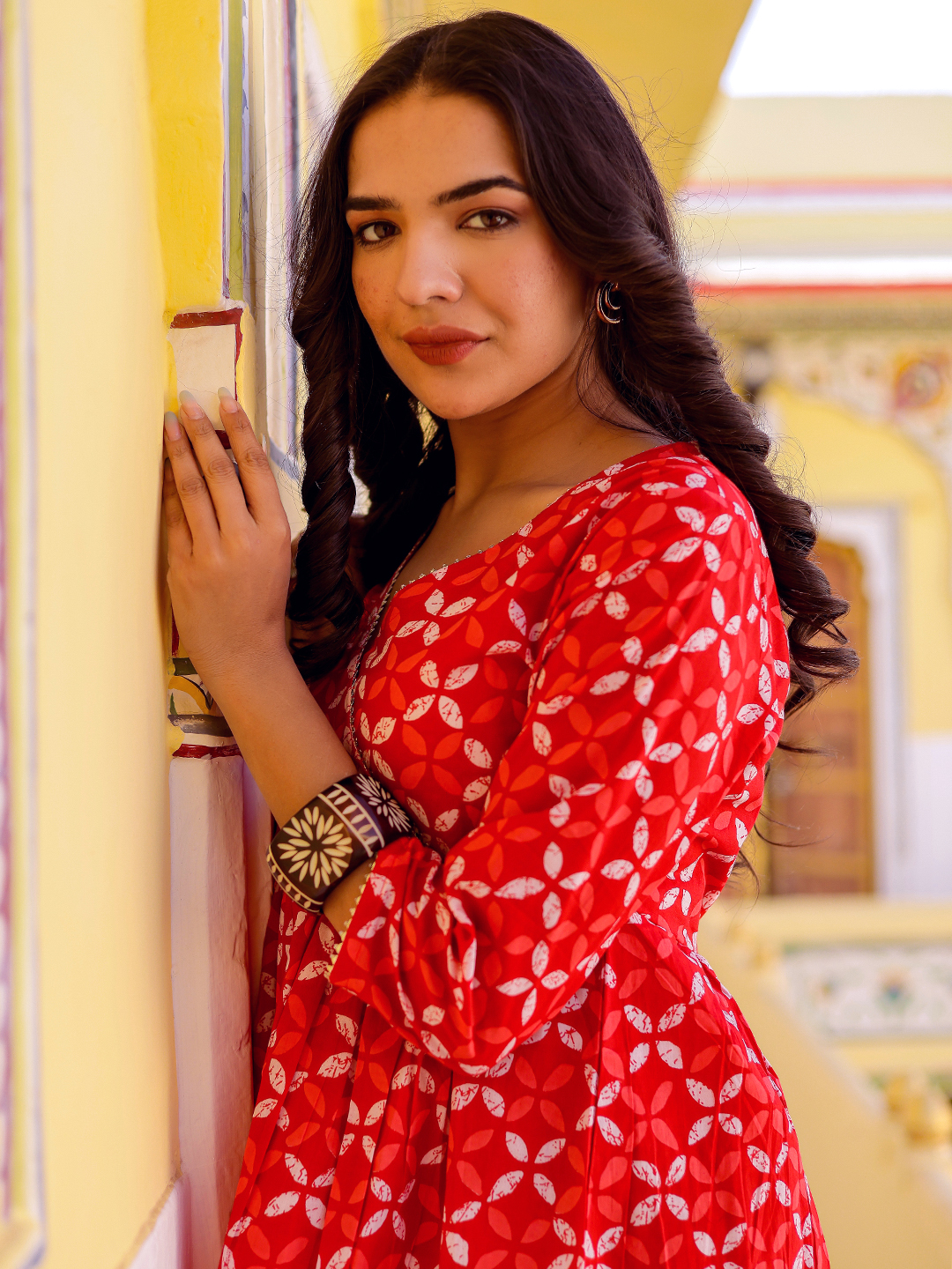 Cotton Printed V Neck Top