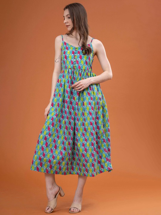 Cotton Floral Print Maxi Dress