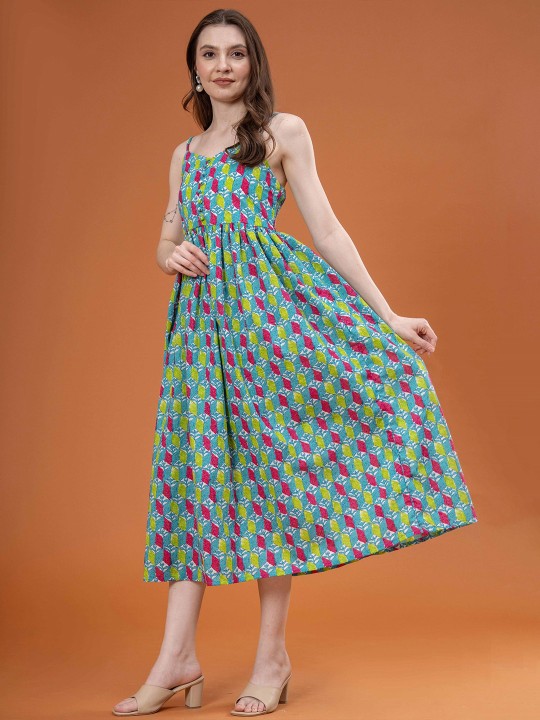 Cotton Floral Print Maxi Dress