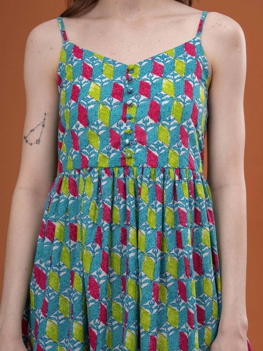 Cotton Floral Print Maxi Dress