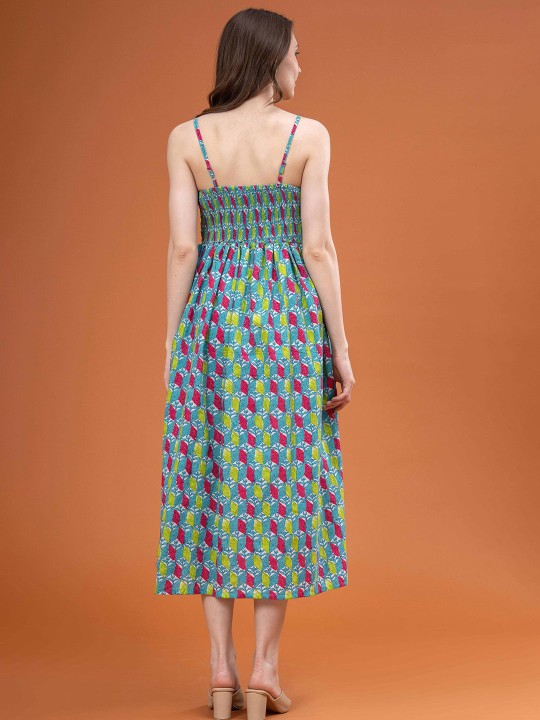 Cotton Floral Print Maxi Dress