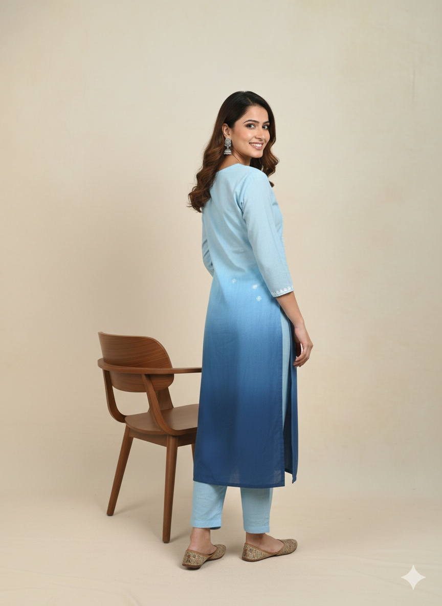 Women's Rayon Printed Embroidered Straight Kurta Hover